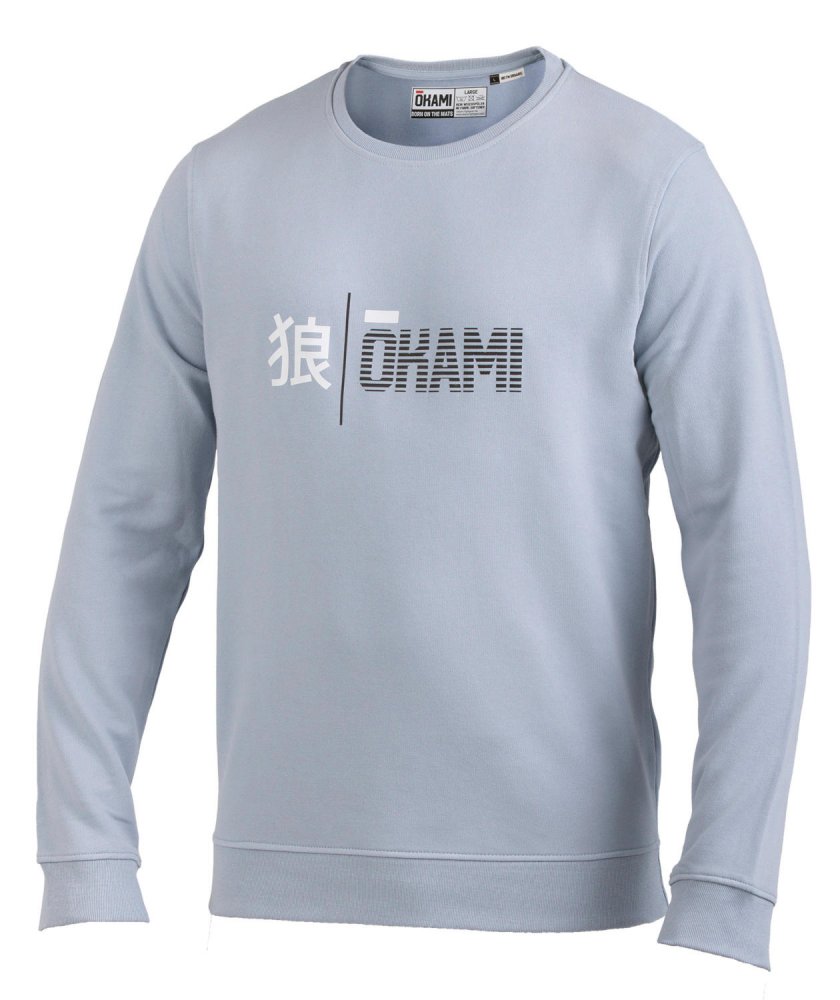 Okami Organic Sweater Kanji Stripes Blue Fog